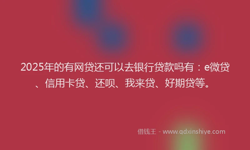 2025年的有网贷还可以去银行贷款吗有：e微贷、信用卡贷、还呗、我来贷、好期贷等。