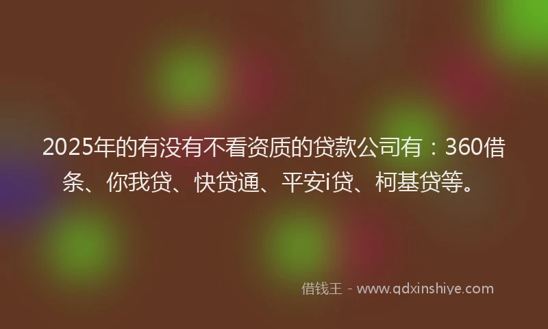 2025年的有没有不看资质的贷款公司有：360借条、你我贷、快贷通、平安i贷、柯基贷等。