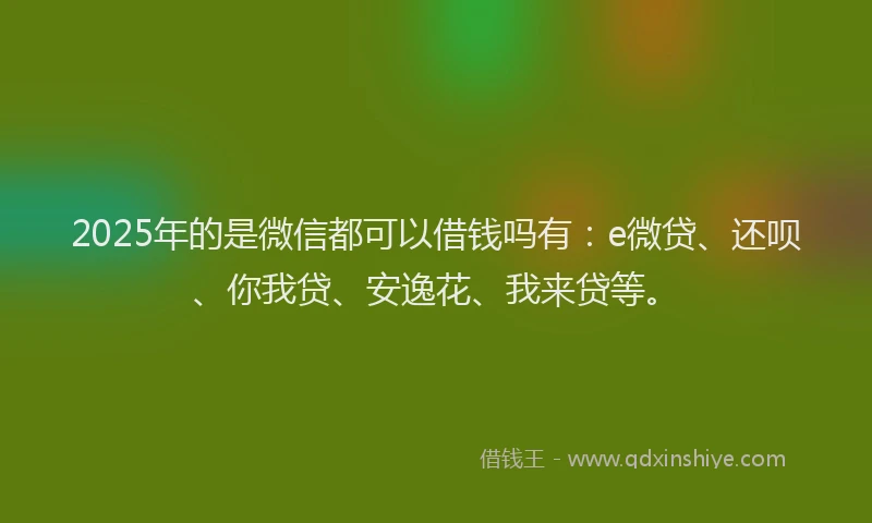 2025年的是微信都可以借钱吗有：e微贷、还呗、你我贷、安逸花、我来贷等。