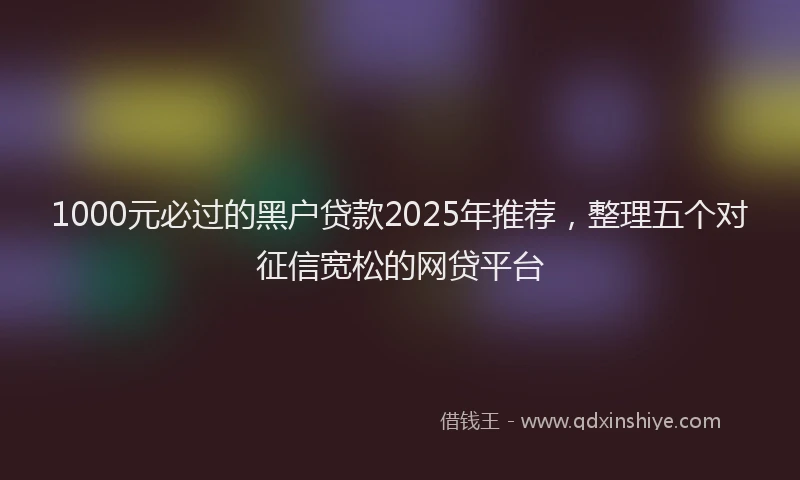 1000元必过的黑户贷款2025年推荐，整理五个对征信宽松的网贷平台