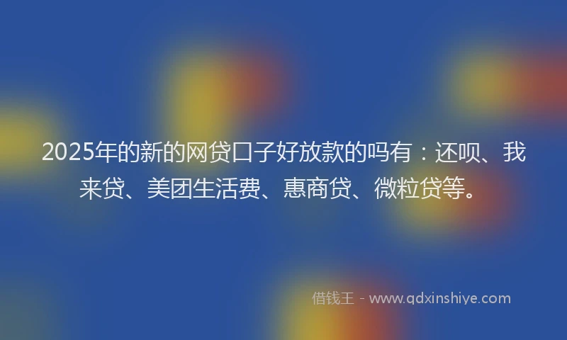 2025年的新的网贷口子好放款的吗有：还呗、我来贷、美团生活费、惠商贷、微粒贷等。