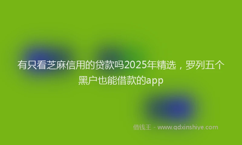 有只看芝麻信用的贷款吗2025年精选，罗列五个黑户也能借款的app