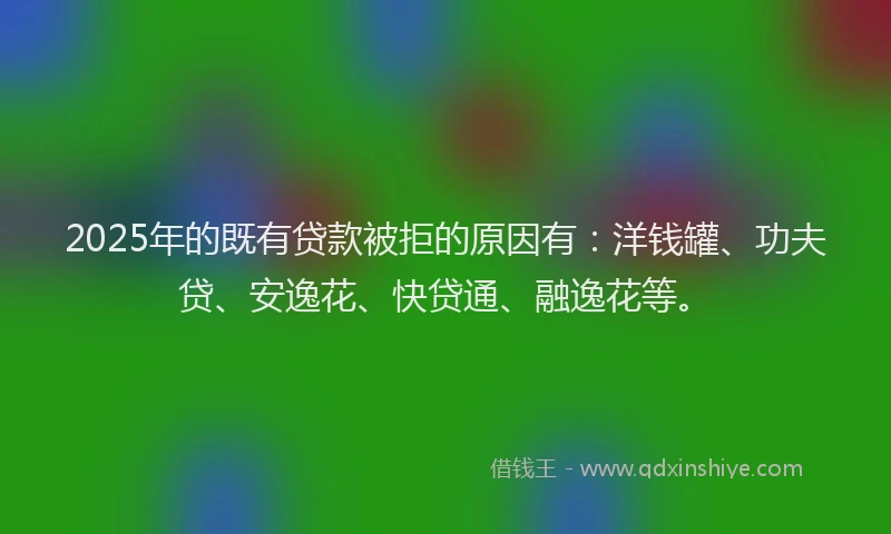 2025年的既有贷款被拒的原因有：洋钱罐、功夫贷、安逸花、快贷通、融逸花等。