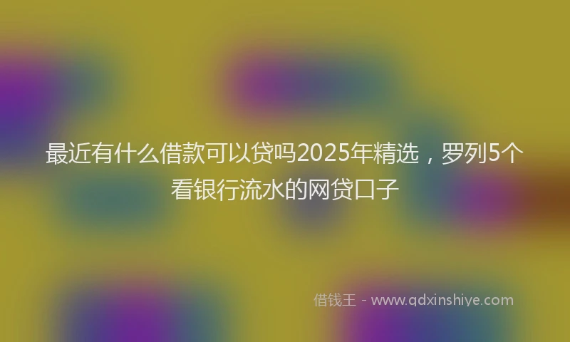 最近有什么借款可以贷吗2025年精选，罗列5个看银行流水的网贷口子