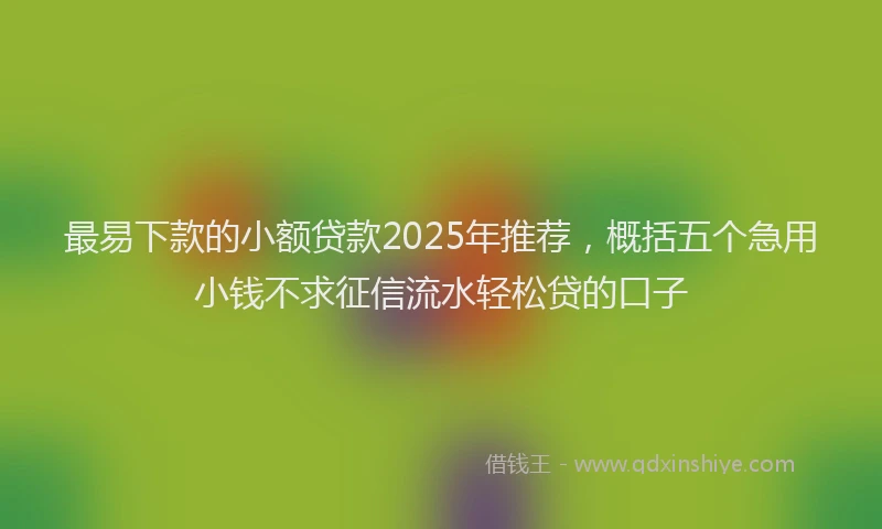 最易下款的小额贷款2025年推荐，概括五个急用小钱不求征信流水轻松贷的口子