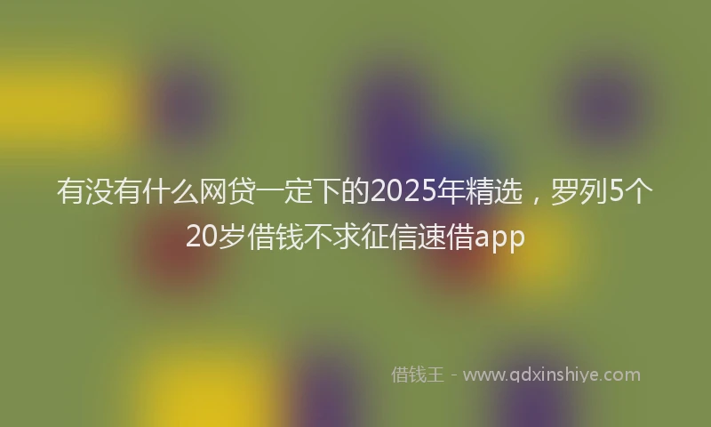 有没有什么网贷一定下的2025年精选，罗列5个20岁借钱不求征信速借app