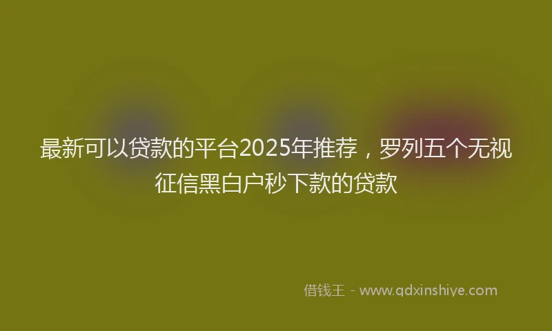 最新可以贷款的平台2025年推荐，罗列五个无视征信黑白户秒下款的贷款