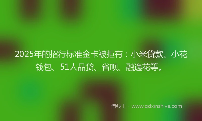 2025年的招行标准金卡被拒有：小米贷款、小花钱包、51人品贷、省呗、融逸花等。