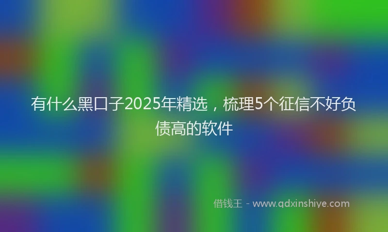 有什么黑口子2025年精选，梳理5个征信不好负债高的软件