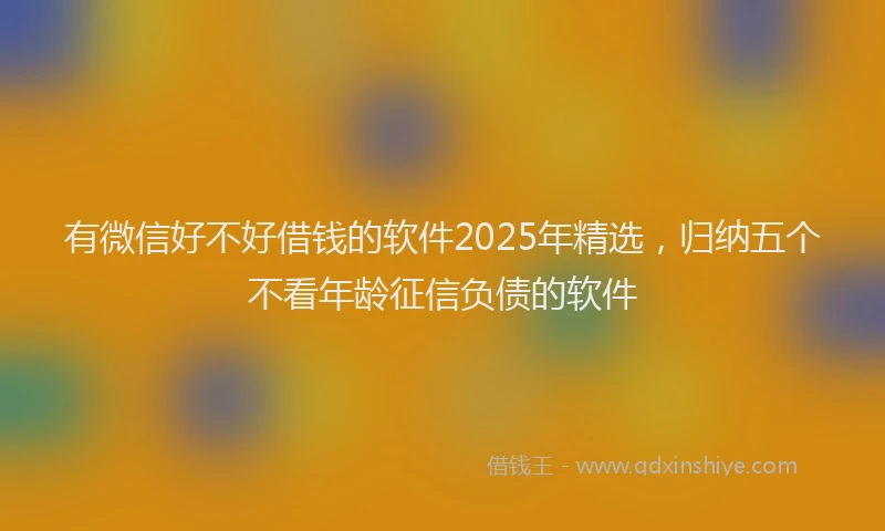 有微信好不好借钱的软件2025年精选，归纳五个不看年龄征信负债的软件