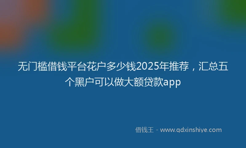 无门槛借钱平台花户多少钱2025年推荐，汇总五个黑户可以做大额贷款app
