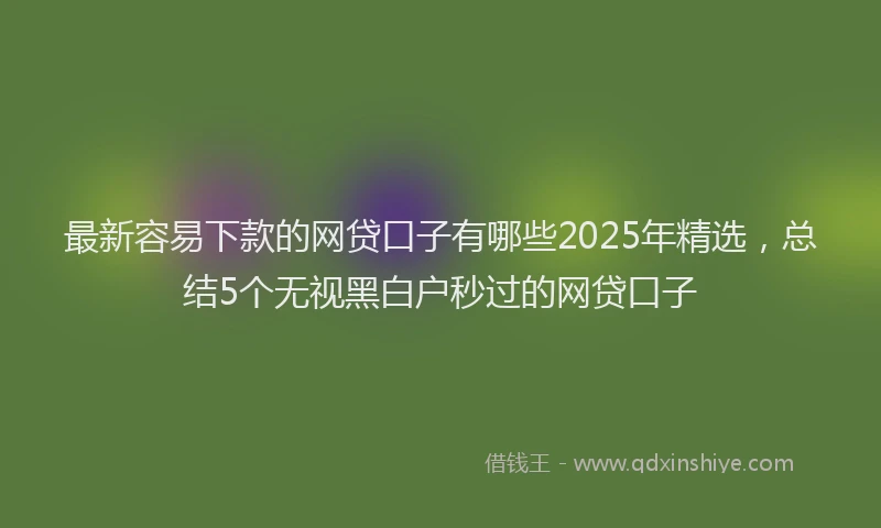 最新容易下款的网贷口子有哪些2025年精选，总结5个无视黑白户秒过的网贷口子