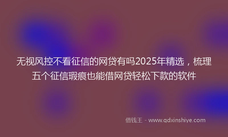 无视风控不看征信的网贷有吗2025年精选，梳理五个征信瑕疵也能借网贷轻松下款的软件
