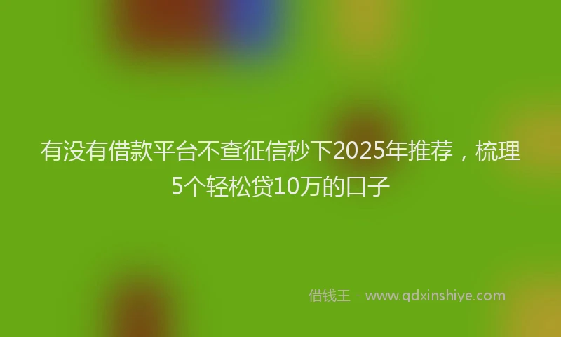 有没有借款平台不查征信秒下2025年推荐，梳理5个轻松贷10万的口子