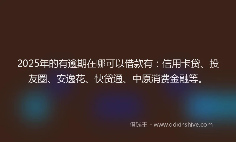 2025年的有逾期在哪可以借款有：信用卡贷、投友圈、安逸花、快贷通、中原消费金融等。