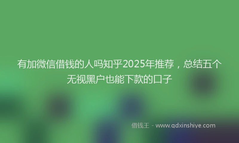 有加微信借钱的人吗知乎2025年推荐，总结五个无视黑户也能下款的口子