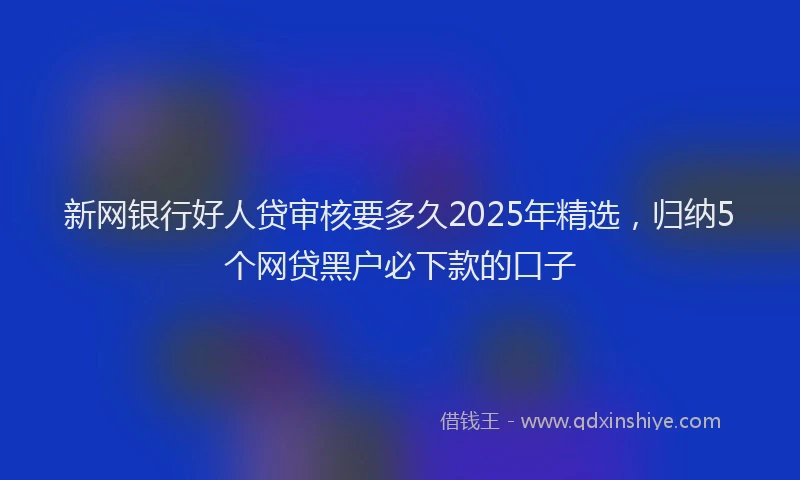 新网银行好人贷审核要多久2025年精选，归纳5个网贷黑户必下款的口子