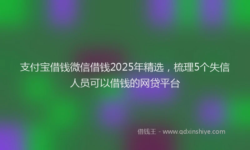 支付宝借钱微信借钱2025年精选，梳理5个失信人员可以借钱的网贷平台