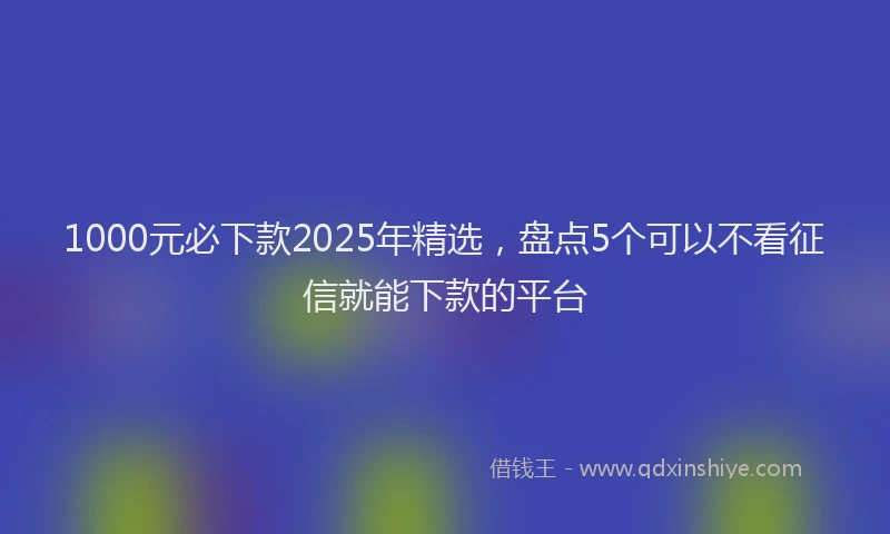1000元必下款2025年精选，盘点5个可以不看征信就能下款的平台