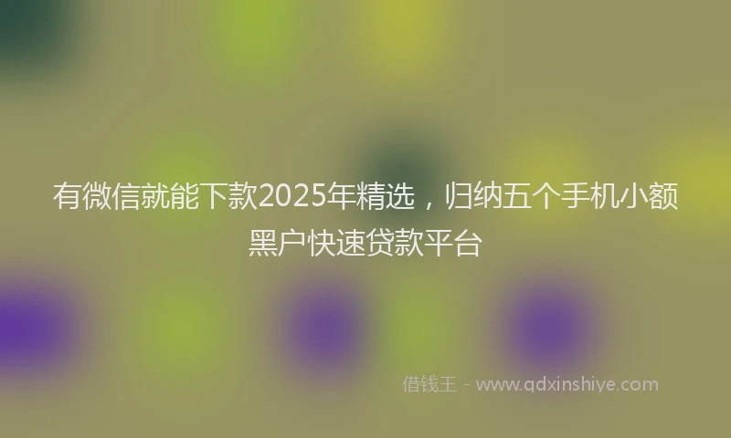 有微信就能下款2025年精选，归纳五个手机小额黑户快速贷款平台