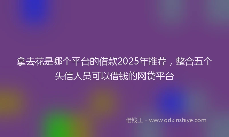 拿去花是哪个平台的借款2025年推荐，整合五个失信人员可以借钱的网贷平台