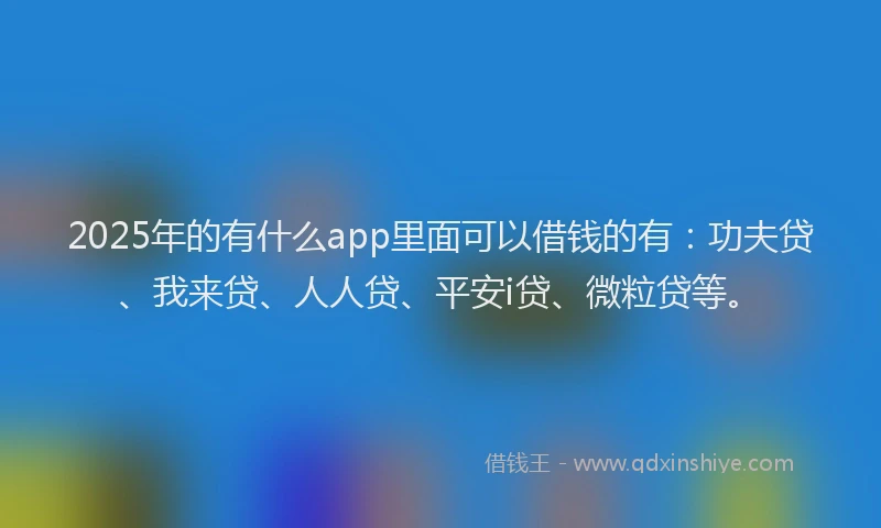 2025年的有什么app里面可以借钱的有：功夫贷、我来贷、人人贷、平安i贷、微粒贷等。