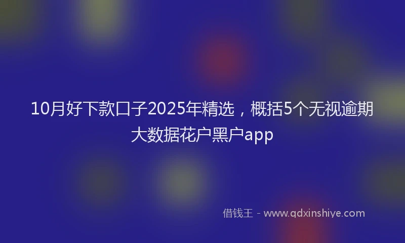 10月好下款口子2025年精选，概括5个无视逾期大数据花户黑户app