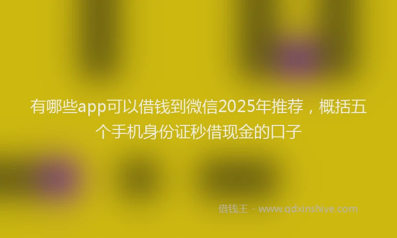 有哪些app可以借钱到微信2025年推荐，概括五个手机身份证秒借现金的口子