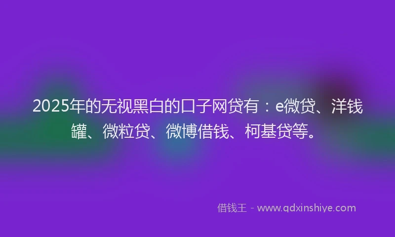 2025年的无视黑白的口子网贷有：e微贷、洋钱罐、微粒贷、微博借钱、柯基贷等。