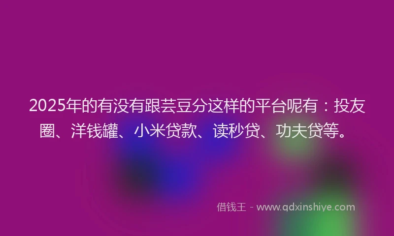 2025年的有没有跟芸豆分这样的平台呢有：投友圈、洋钱罐、小米贷款、读秒贷、功夫贷等。