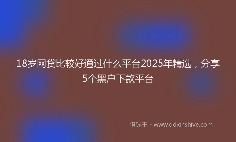 18岁网贷比较好通过什么平台2025年精选，分享5个黑户下款平台