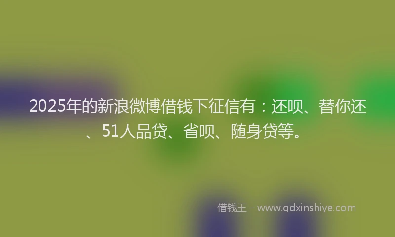 2025年的新浪微博借钱下征信有：还呗、替你还、51人品贷、省呗、随身贷等。