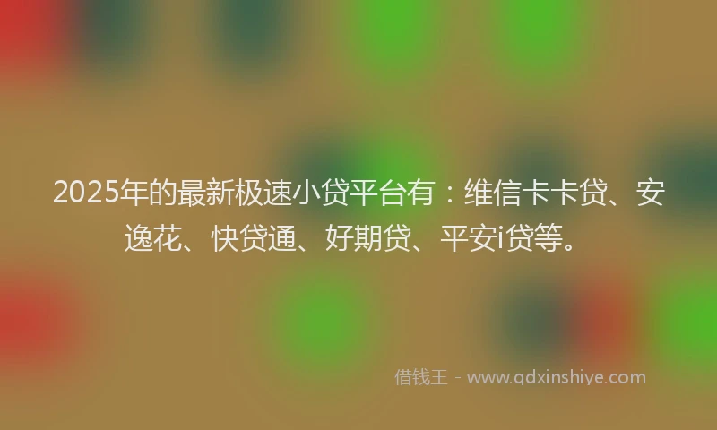 2025年的最新极速小贷平台有：维信卡卡贷、安逸花、快贷通、好期贷、平安i贷等。