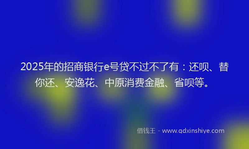 2025年的招商银行e号贷不过不了有：还呗、替你还、安逸花、中原消费金融、省呗等。