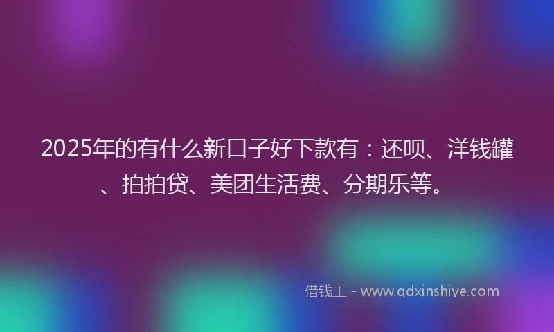 2025年的有什么新口子好下款有：还呗、洋钱罐、拍拍贷、美团生活费、分期乐等。