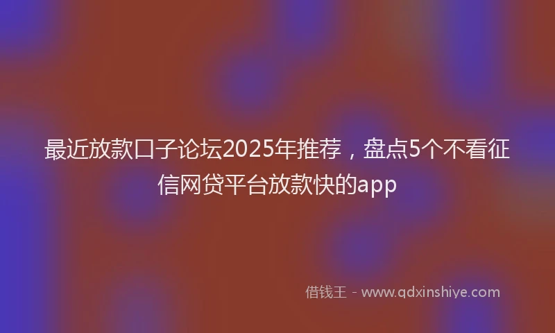 最近放款口子论坛2025年推荐，盘点5个不看征信网贷平台放款快的app