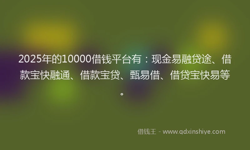 2025年的10000借钱平台有：现金易融贷途、借款宝快融通、借款宝贷、甄易借、借贷宝快易等。