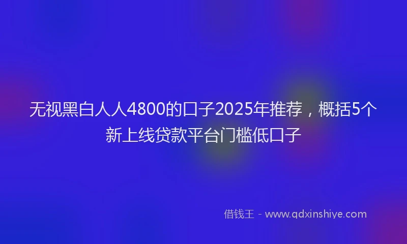 无视黑白人人4800的口子2025年推荐，概括5个新上线贷款平台门槛低口子