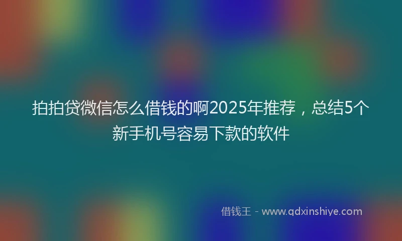 拍拍贷微信怎么借钱的啊2025年推荐，总结5个新手机号容易下款的软件