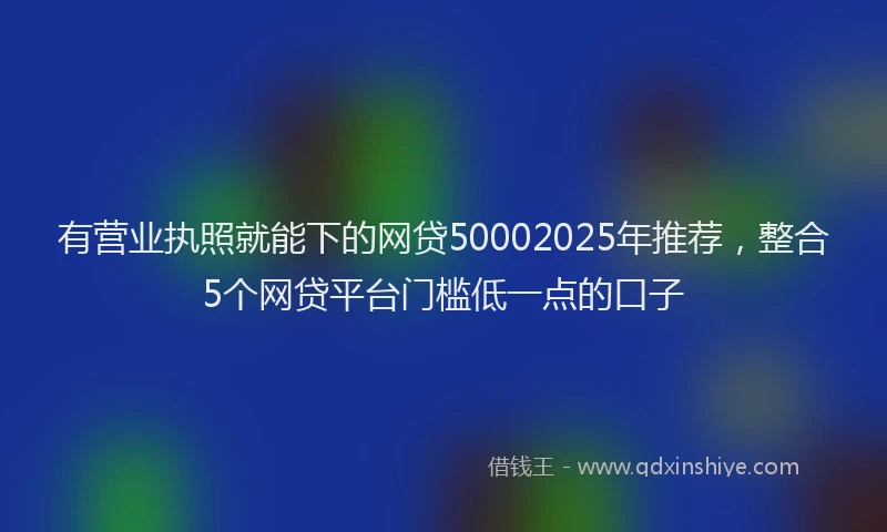有营业执照就能下的网贷50002025年推荐，整合5个网贷平台门槛低一点的口子