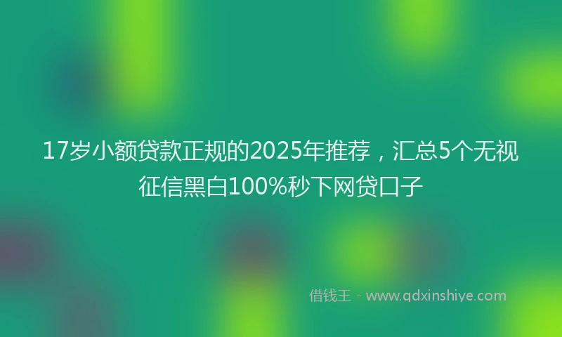 17岁小额贷款正规的2025年推荐，汇总5个无视征信黑白100%秒下网贷口子