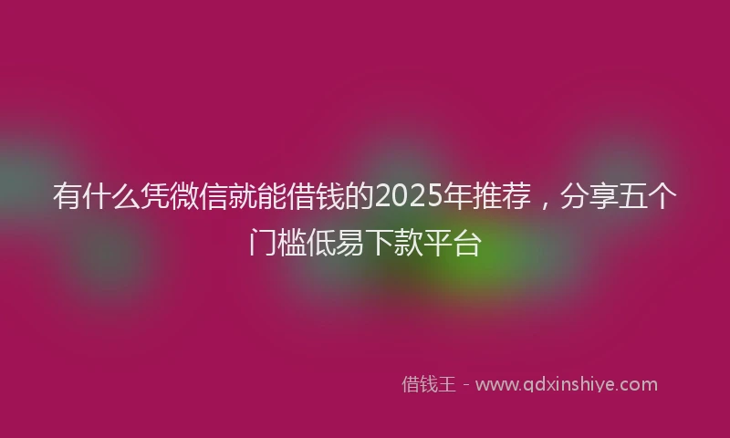 有什么凭微信就能借钱的2025年推荐，分享五个门槛低易下款平台