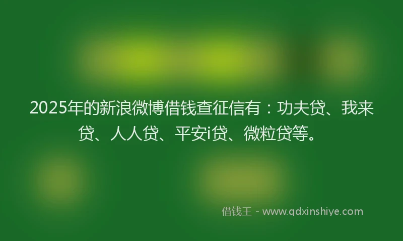 2025年的新浪微博借钱查征信有：功夫贷、我来贷、人人贷、平安i贷、微粒贷等。