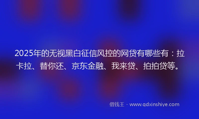 2025年的无视黑白征信风控的网贷有哪些有：拉卡拉、替你还、京东金融、我来贷、拍拍贷等。