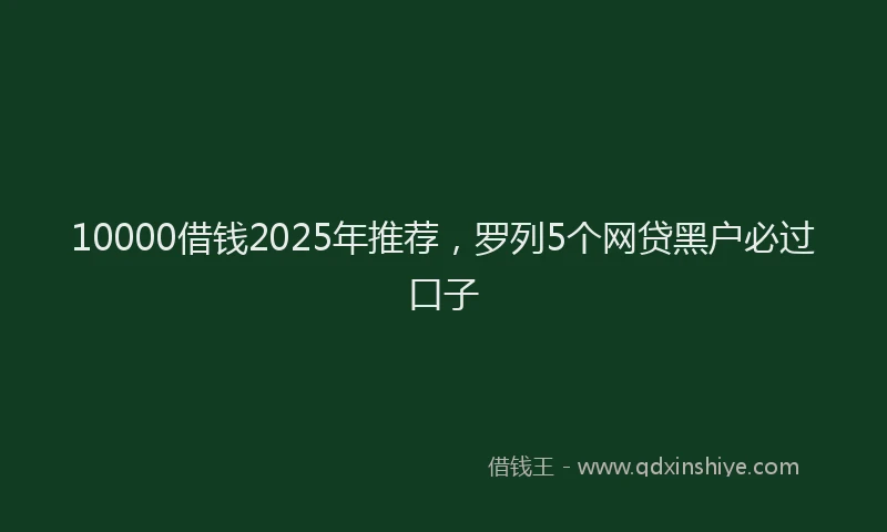 10000借钱2025年推荐，罗列5个网贷黑户必过口子