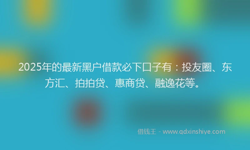 2025年的最新黑户借款必下口子有：投友圈、东方汇、拍拍贷、惠商贷、融逸花等。