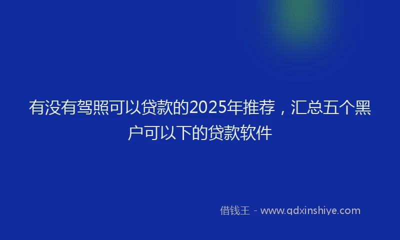 有没有驾照可以贷款的2025年推荐，汇总五个黑户可以下的贷款软件