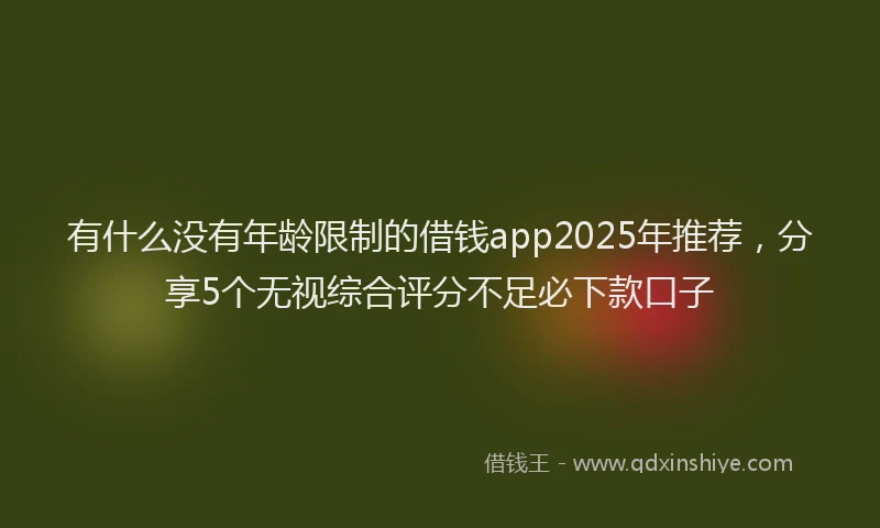 有什么没有年龄限制的借钱app2025年推荐，分享5个无视综合评分不足必下款口子