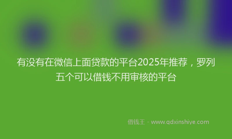 有没有在微信上面贷款的平台2025年推荐，罗列五个可以借钱不用审核的平台