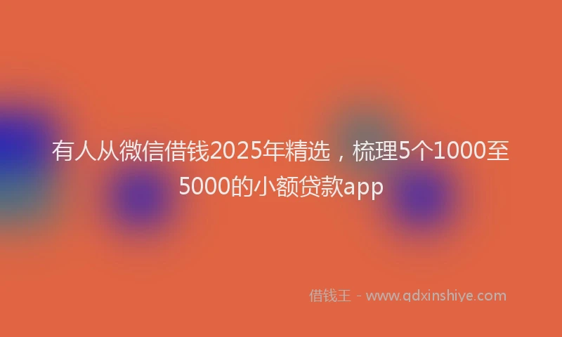 有人从微信借钱2025年精选，梳理5个1000至5000的小额贷款app